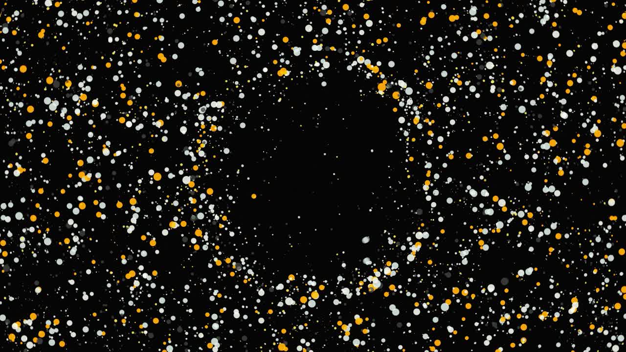 Abstract Circular Burst of Colored Dots on Black Background