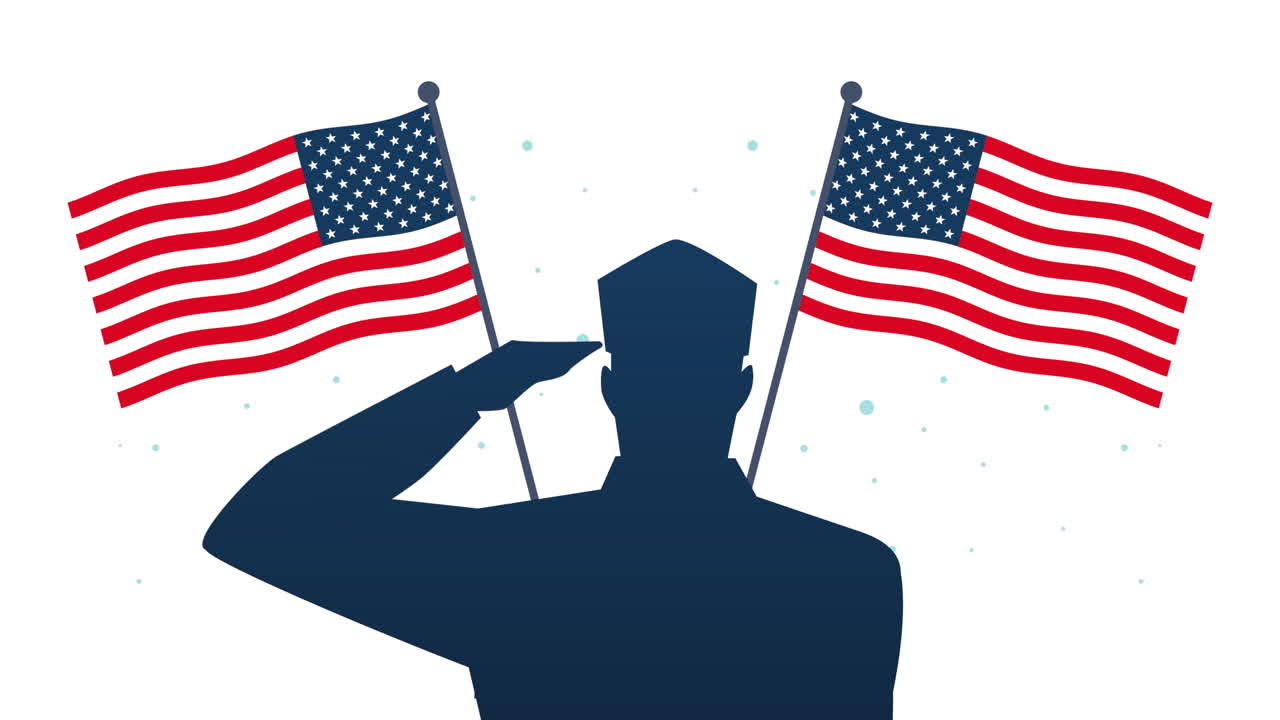Soldier Saluting the American Flag