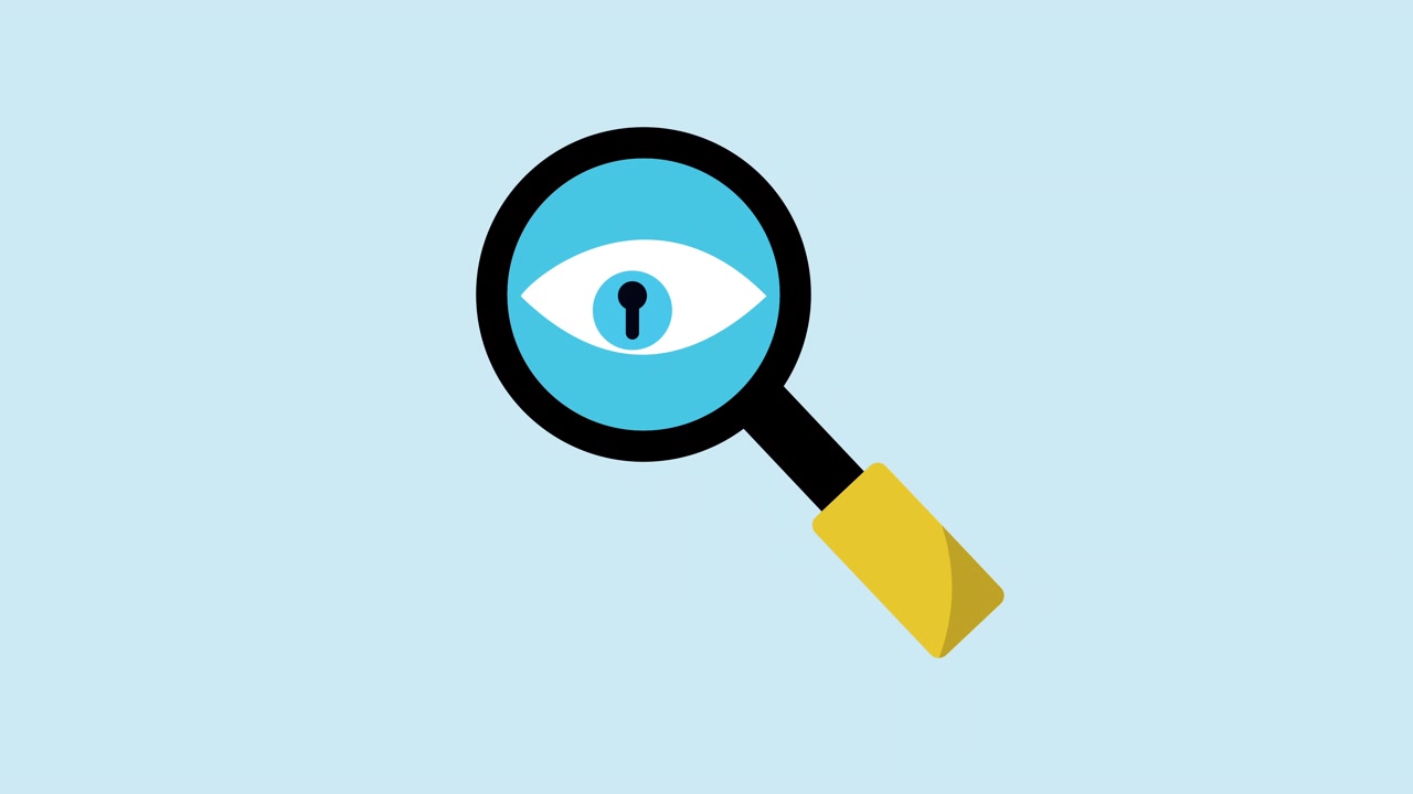 Animated Magnifying Glass with Blinking Eye and Keyhole Pupil