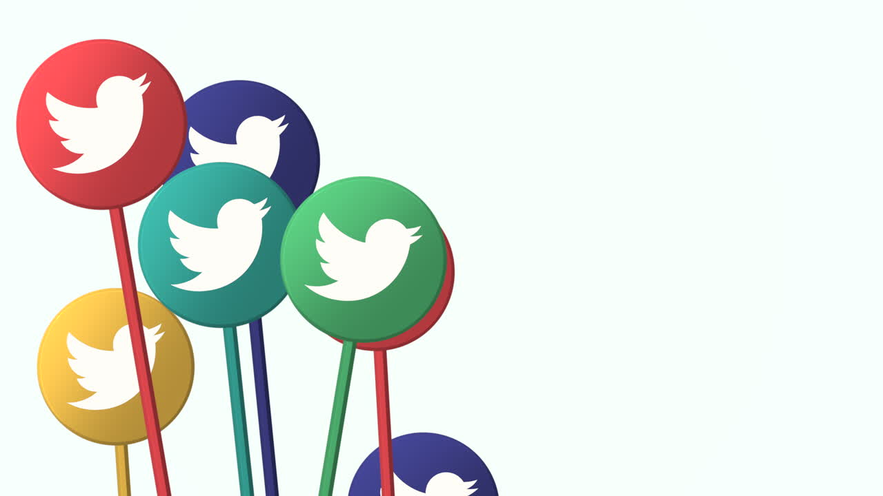 Animation Motion icons of Twitter social network on simple background 1