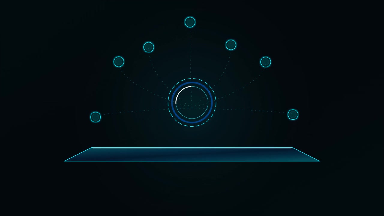 Futuristic Digital Interface with Rotating Circular Loading Element