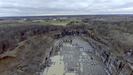 flying over granite quarry pit