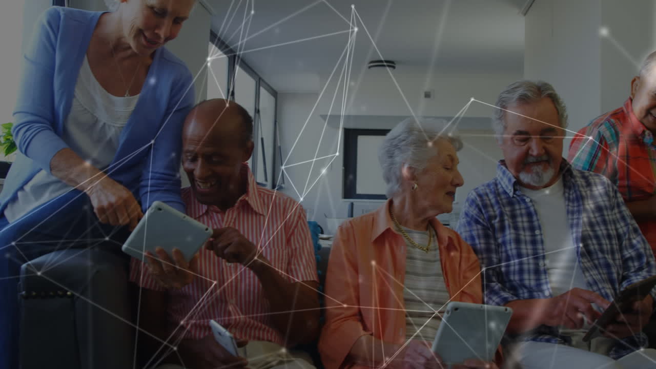 Network of connections against senior people using electronic devices