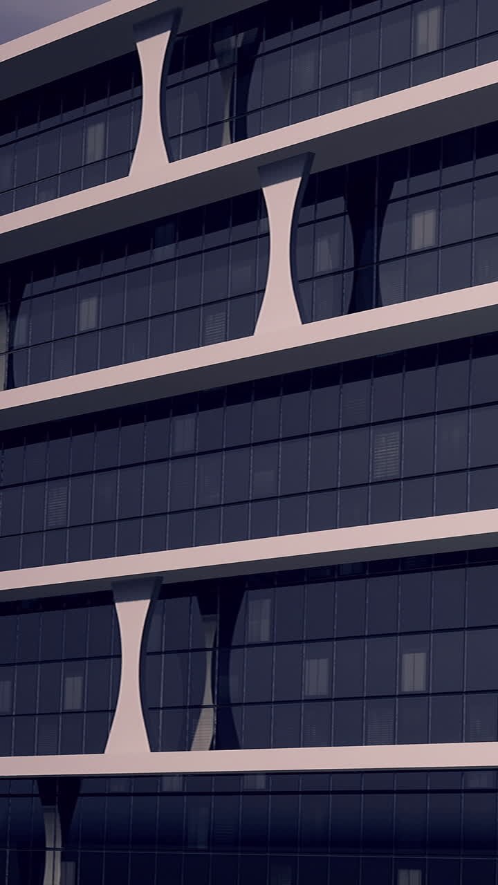 Design moderno di un edificio in città con finestre in vetro e dettagli strutturali