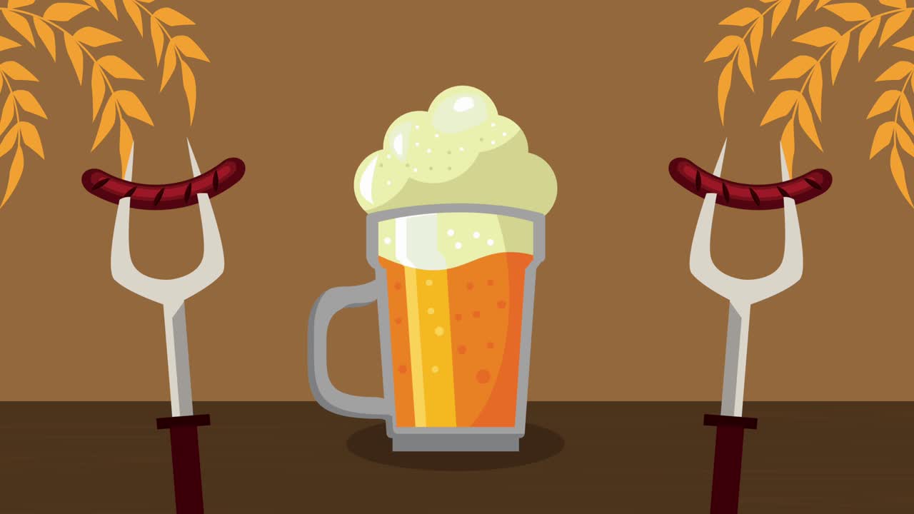 beer jar with sausages animation