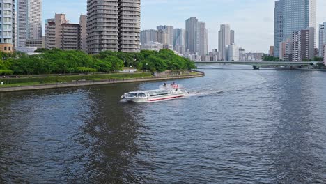 sumidagawa-river tokyo, pleasure boat, tsukuda bay area