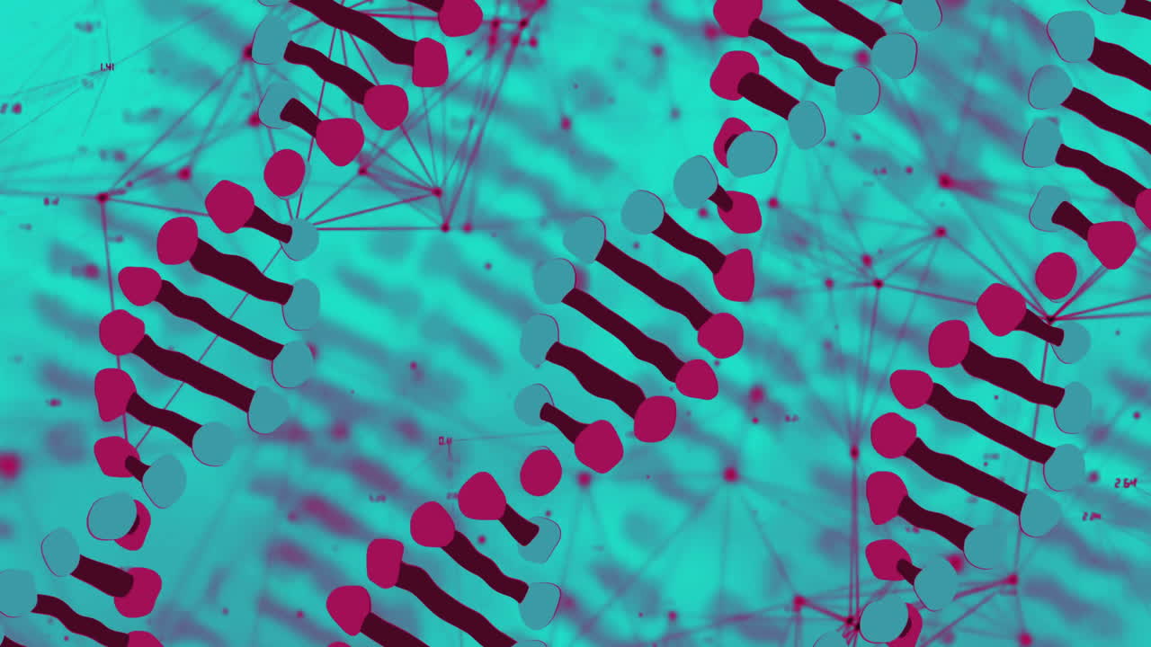dna 스트랜드 및 네트워크 연결, 과학 데이터 처리 애니메이션