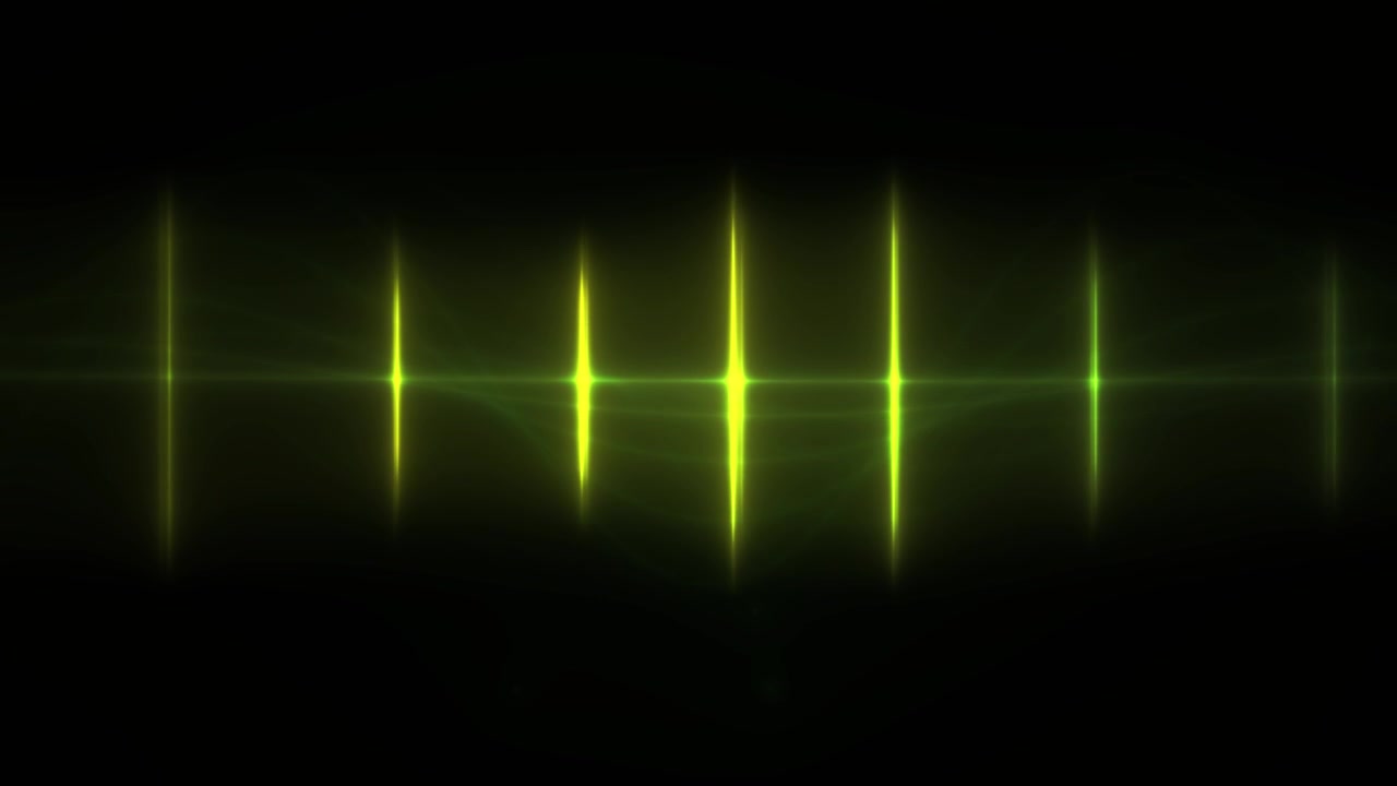 Dynamic Green Light Waveform Pulsing on Black Background
