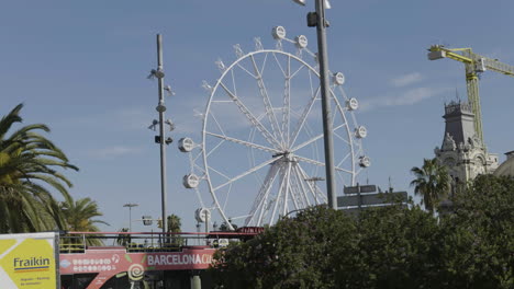 barcelona cityscape with ferris wheel