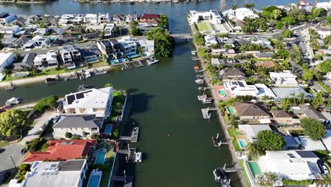 drone footage of city, waterways, and skyscrapers