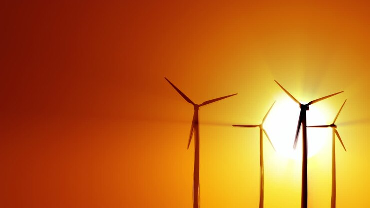 Windkraft bei Sonnenaufgang