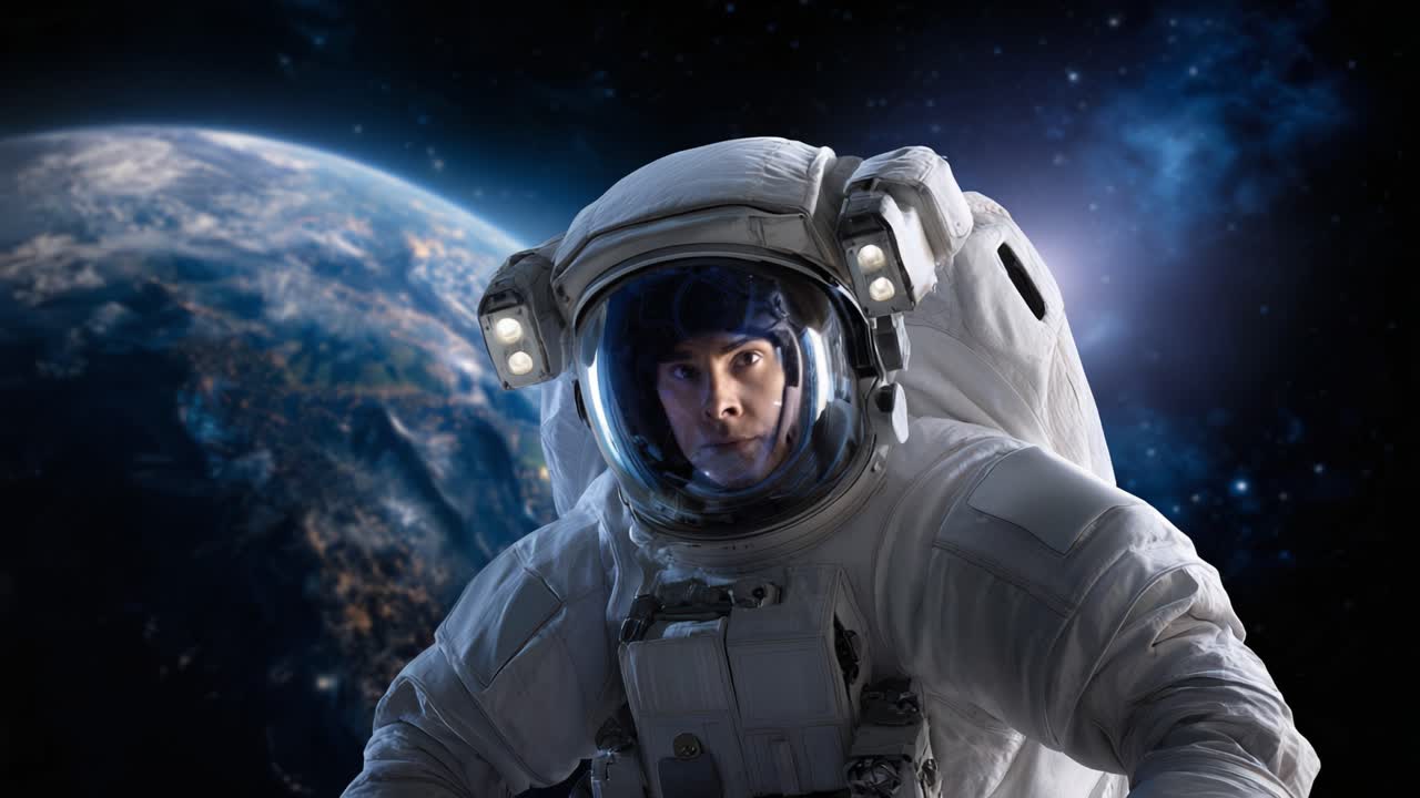 Un Intrépido Astronauta Explorando el Cosmos con la Tierra de Fondo, Capturando la Esencia de la Exploración Espacial y la Curiosidad Humana en el Universo