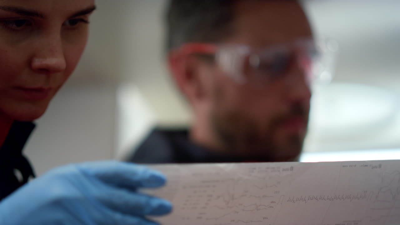 personal médico leyendo gráficos de ecg