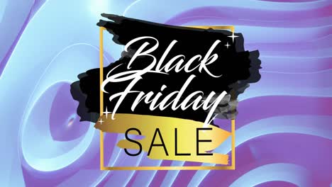 Animation-of-black-friday-sale-text-on-gold-and-black-smudges-and-blue-to-purple-background