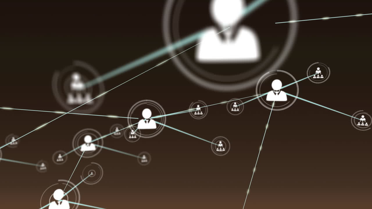 animación de la red de conexiones con las personas iconos sobre fondo gris