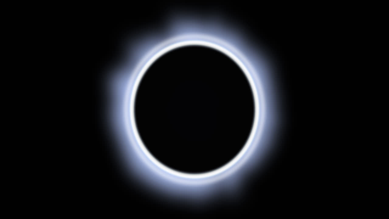 Animation of glowing white circle eclipse over black background