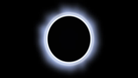 animation of glowing white circle eclipse over black background