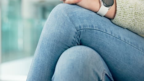 anxiety, stress and hands of woman with mental