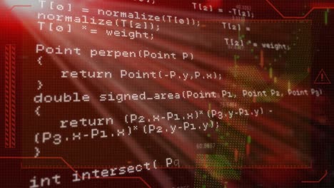 animation of data processing over screen with statistics