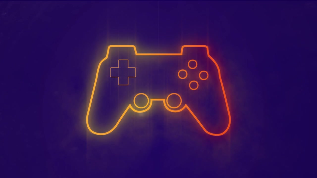Animated Neon Outline of a Game Controller on a Dark Background