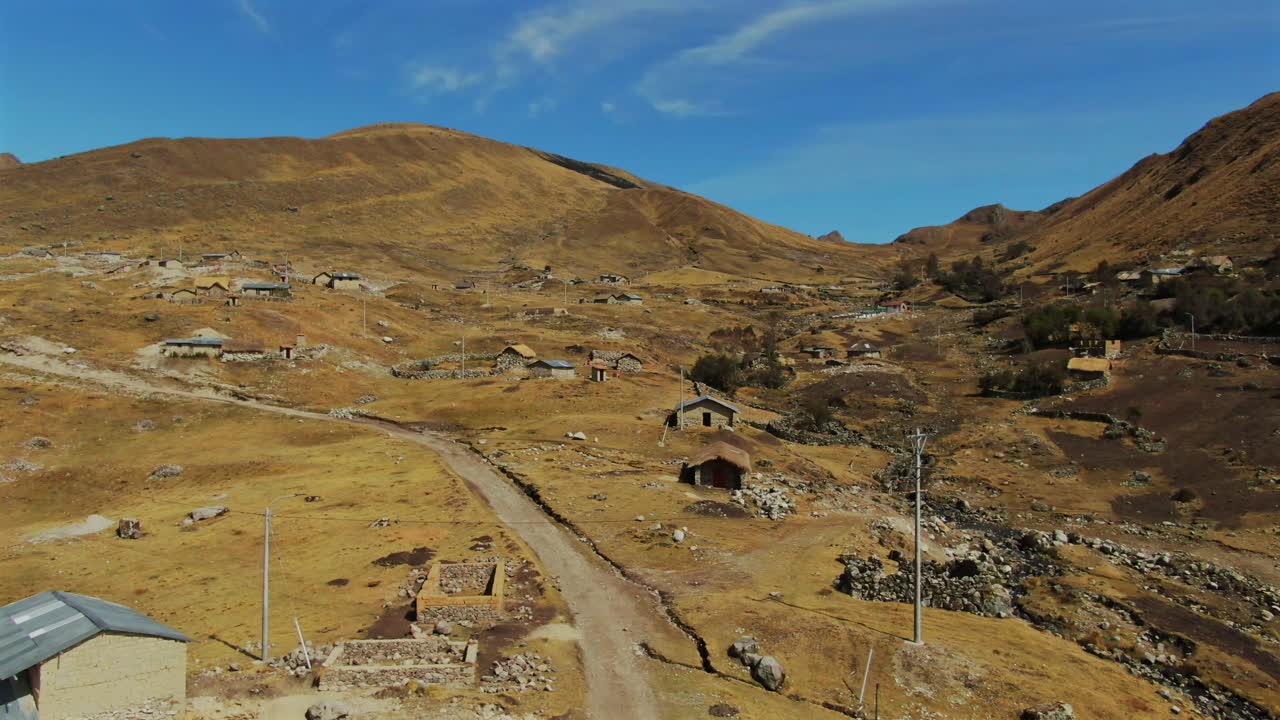 Remote shanty houses in quechua indigenous community of Peru
