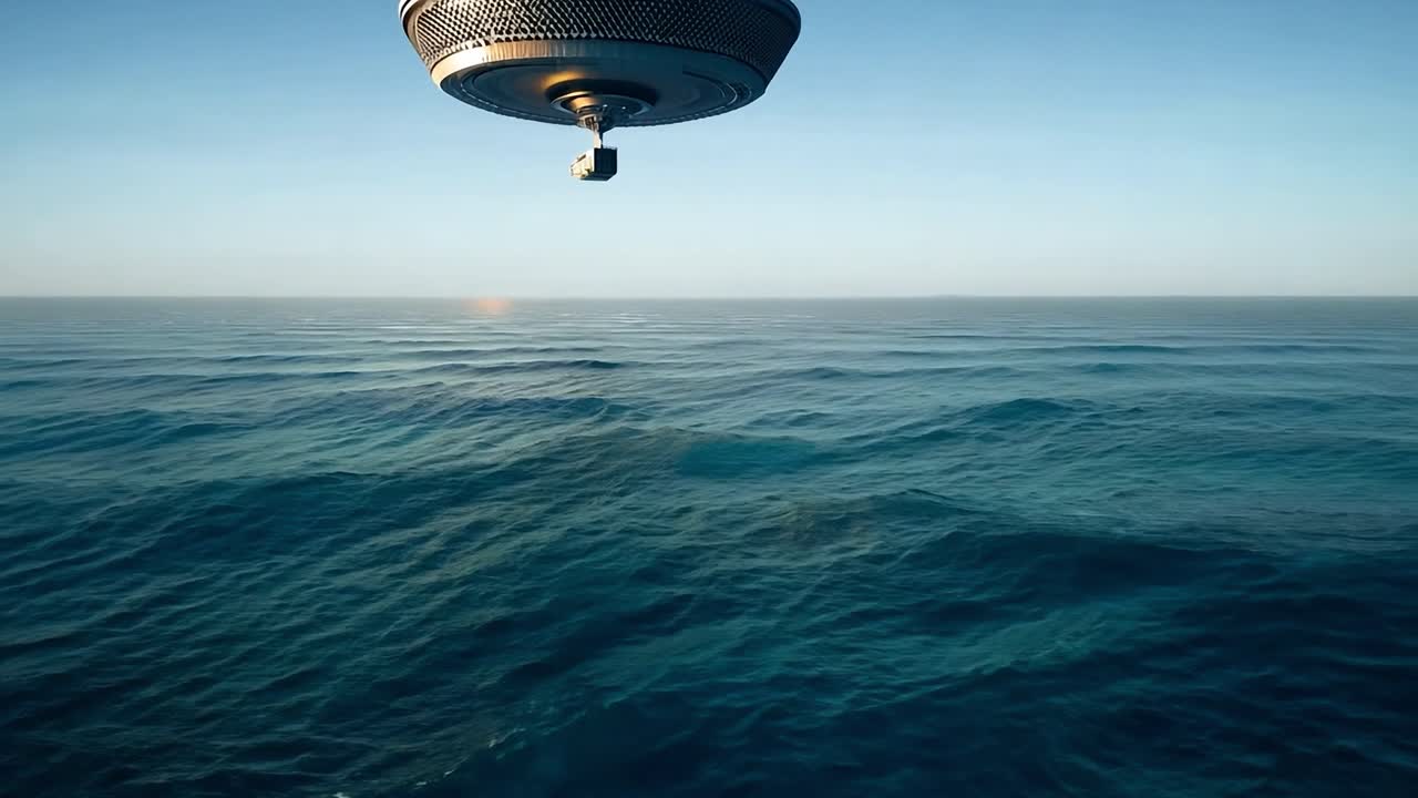 un platillo volador sobre el océano