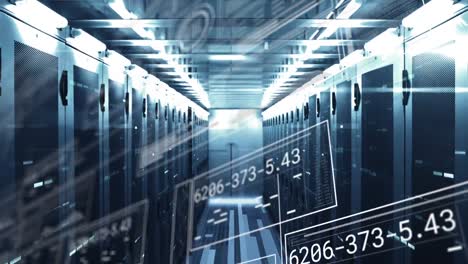 Animación-De-La-Interfaz-Con-Procesamiento-De-Datos-Y-Cuadrados-De-Mosaico-Contra-La-Sala-De-Servidores-Informáticos