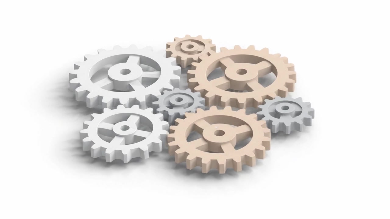 A Dynamic Arrangement of Interlocking Gears Displaying Mechanical Precision and Collaboration in Motion for Engineering and Invention Concepts