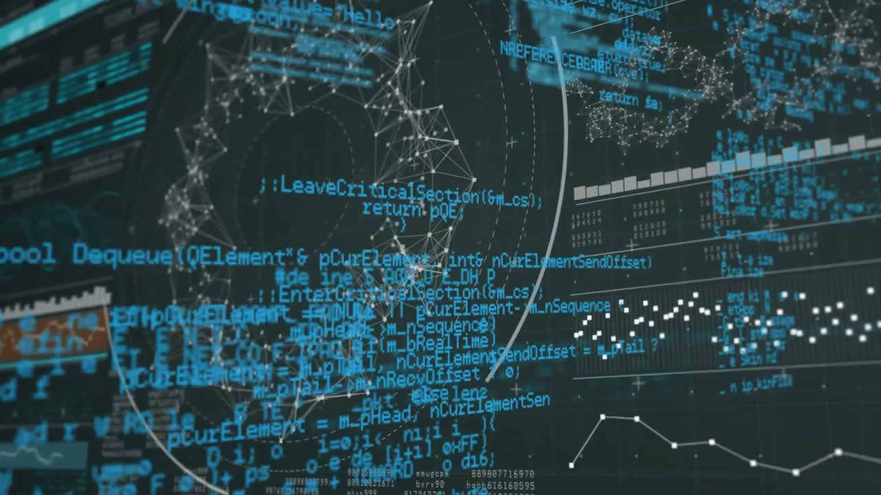 Animation of data processing over dna strand spinning