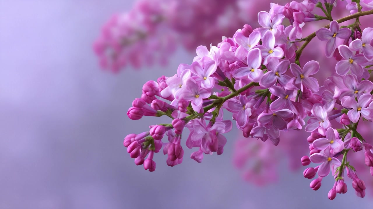 Tampilan Bunga Lilac yang Menakjubkan dalam Berbagai Tahap Perkembangan, Menampilkan Kelopak Halus dan Warna Cerah dengan Latar Belakang Lembut