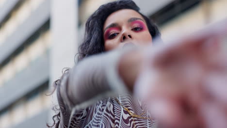 stylish woman in urban setting