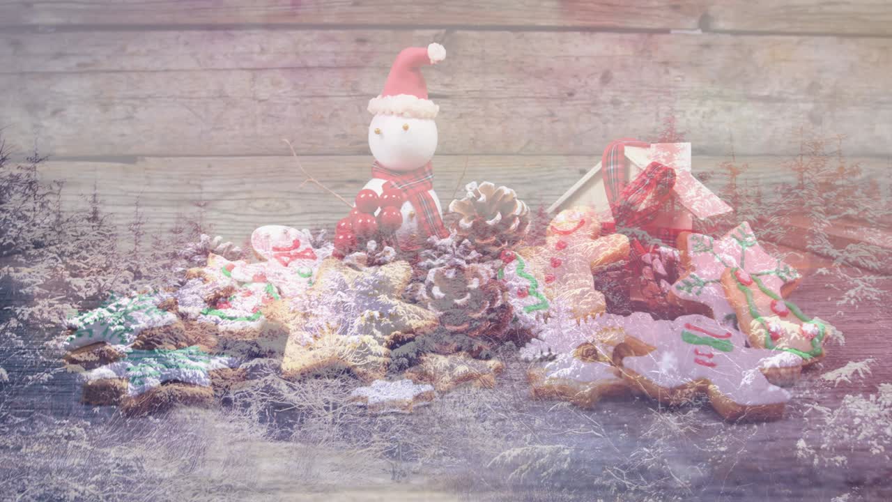 크리스마스 장식 위에 겨울 풍경의 애니메이션