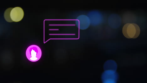 animación de iconos de medios sobre puntos de luz