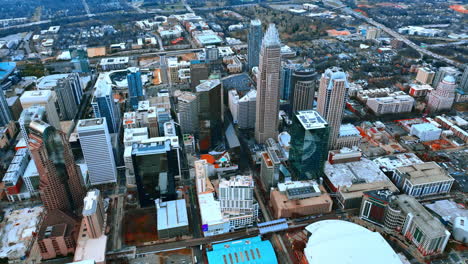 view of the magnificent metropolis at daytime. aerial perspective on the cityscape of charlotte, north carolina, usa