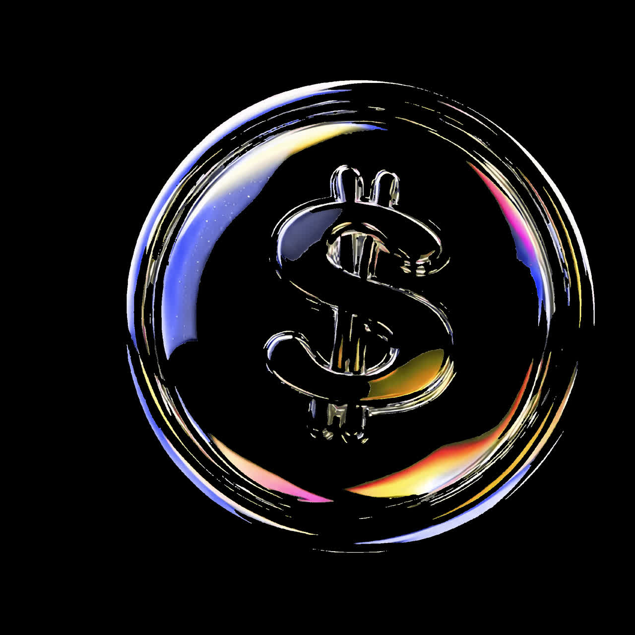 Glossy dollar symbol design animation isolated asset, transparent 4K video, alpha channel, ProRes