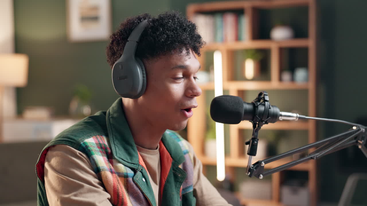 Man Recording a Podcast