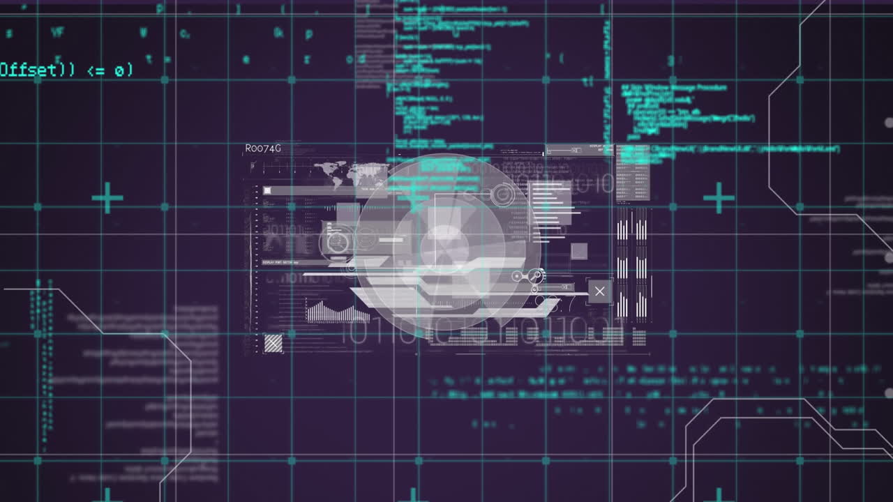 Animation of scope scanning and data processing over grid