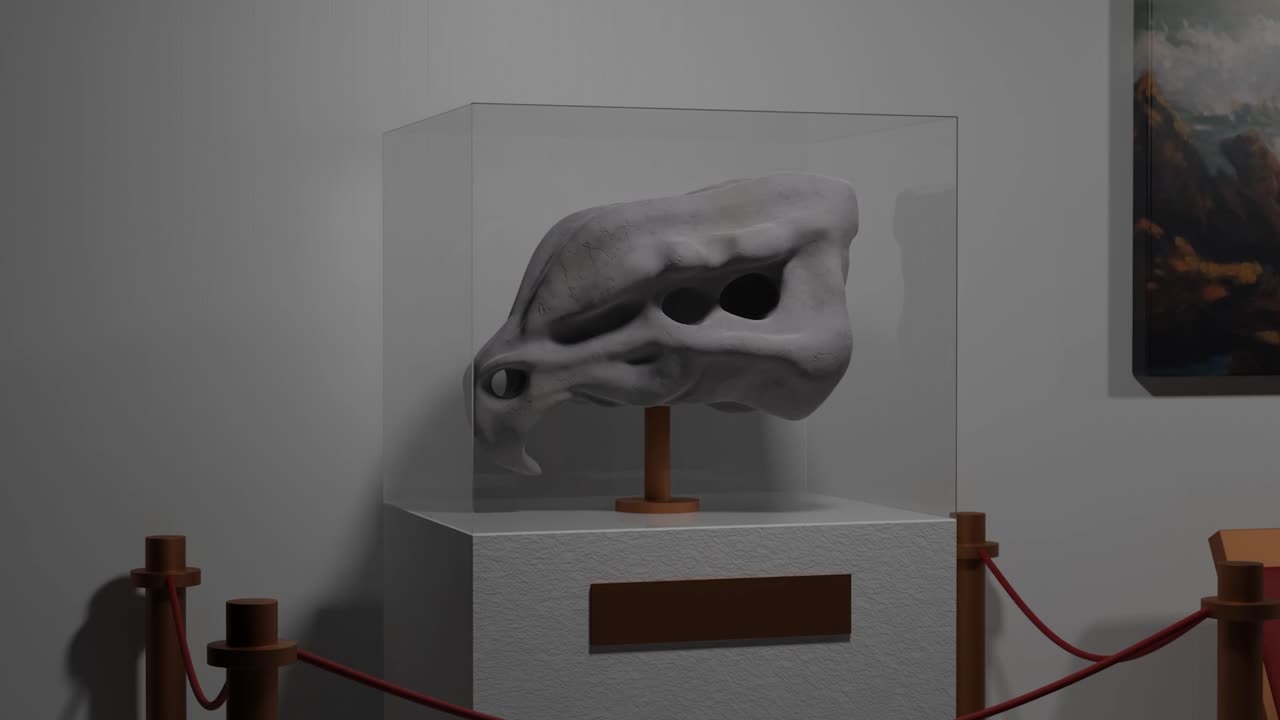 una escultura blanca en exhibición en un museo
