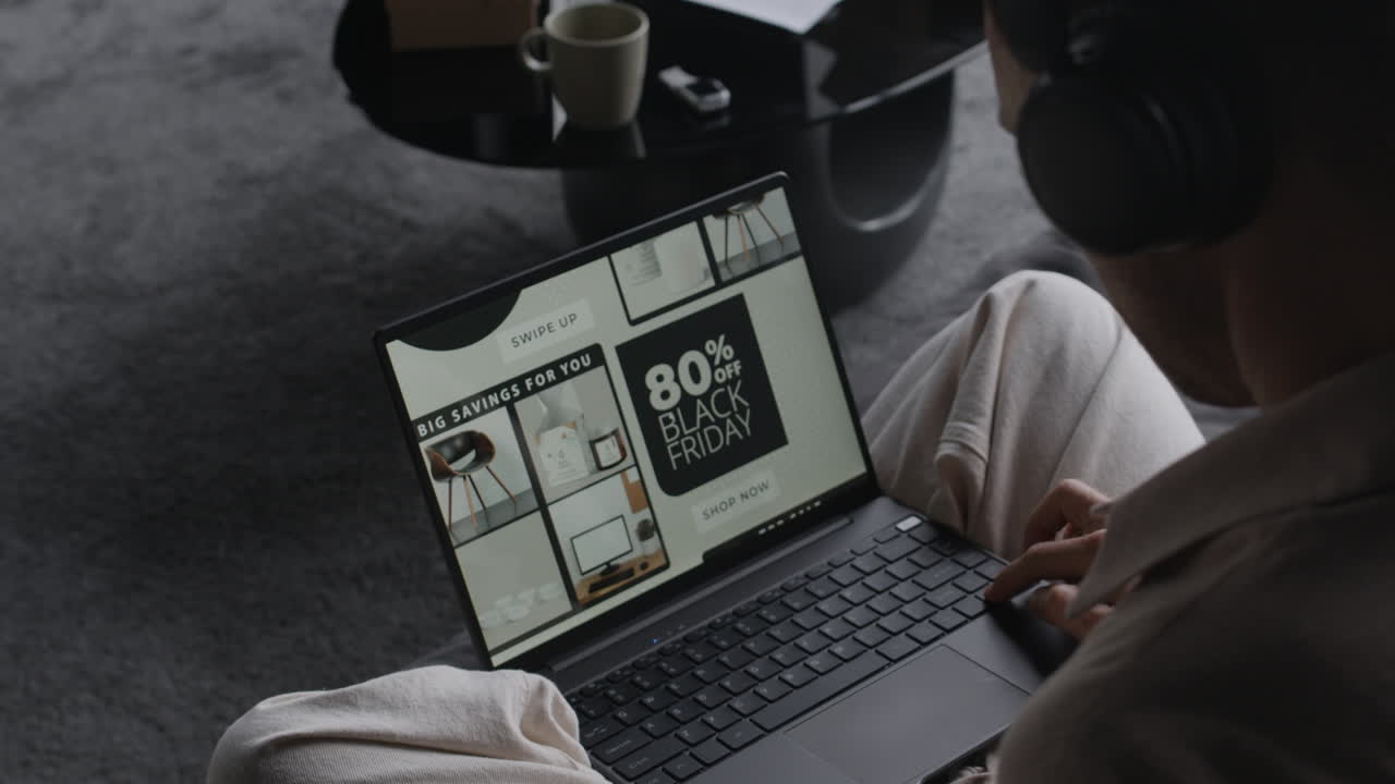 Person shopping online on Black Friday sale