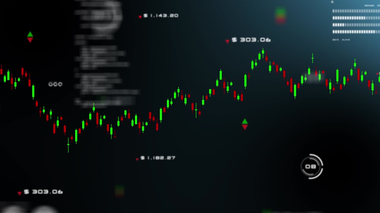 finanzas de negocios futuristas modernas hud gráfico gráfico candlestick análisis del mercado de la bolsa de valores datos concepto de inversión financiera. gráfico de movimiento capaz de bucle