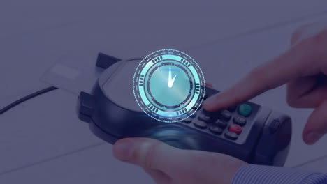 animación de un terminal de pago a través del reloj