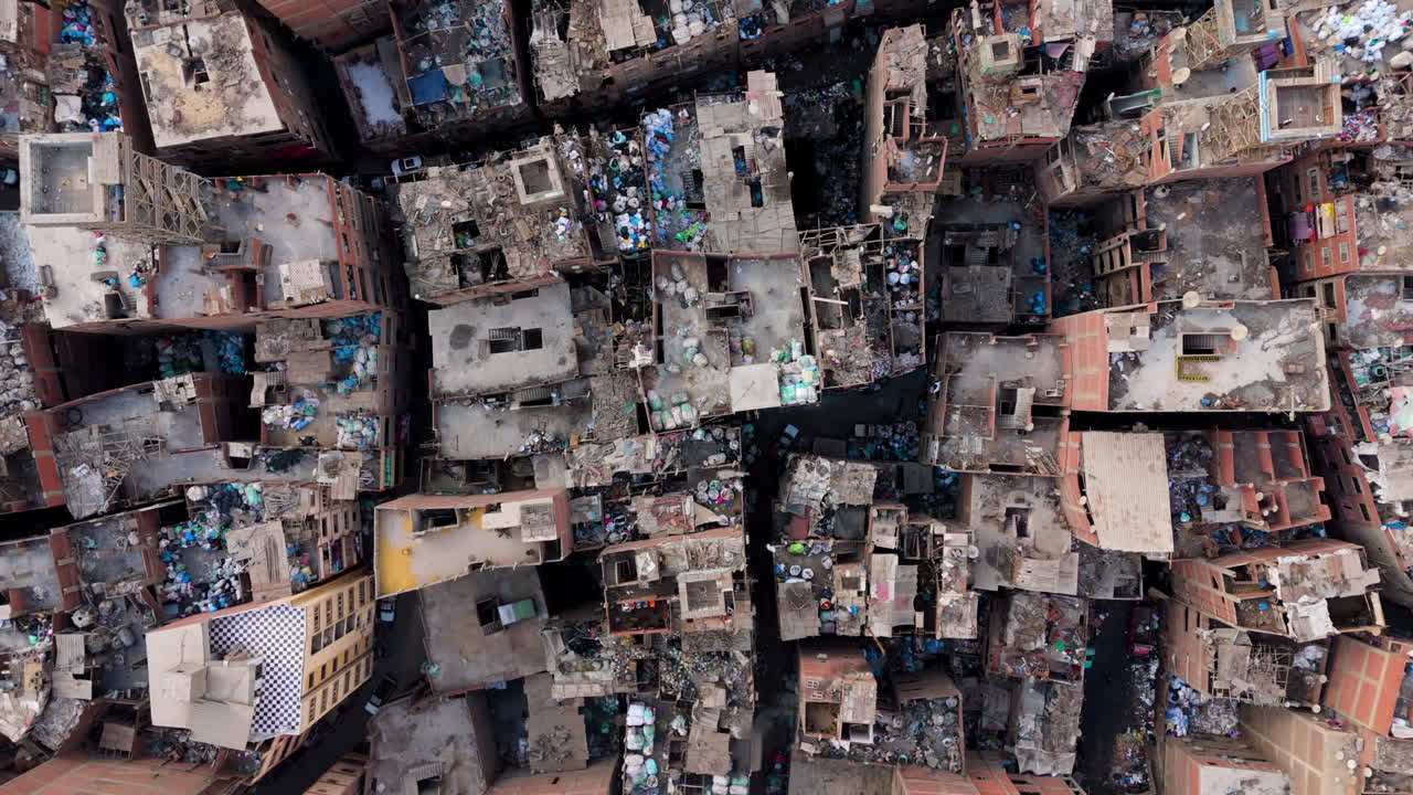 People working in Cairo’s Garbage City - aerial