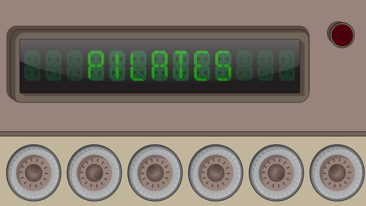 Pilates text on a Digital Led Panel.