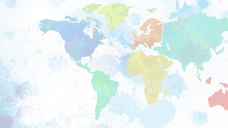 animation of telescope icon over world map on white background