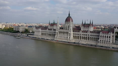 aerial view parliament building and danube river in budapest