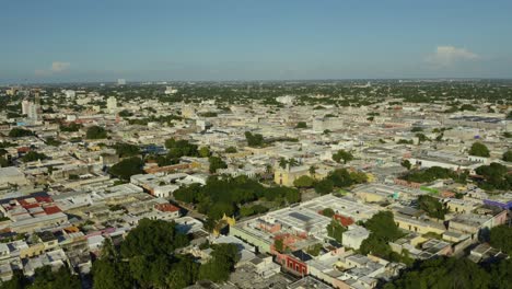 aerial drone flies over saint john baptist on summer afternoon