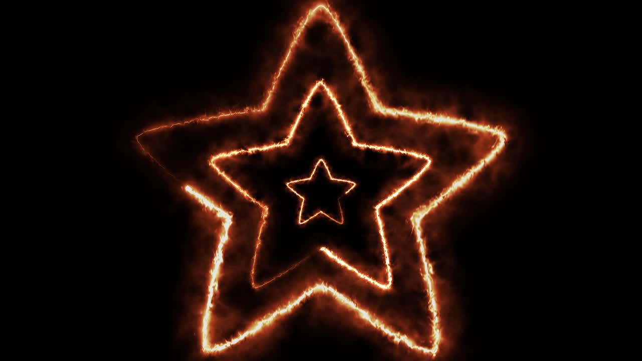 A fiery star expands and contracts, creating a mesmerizing glow effect against a dark background, showcasing dynamic movement