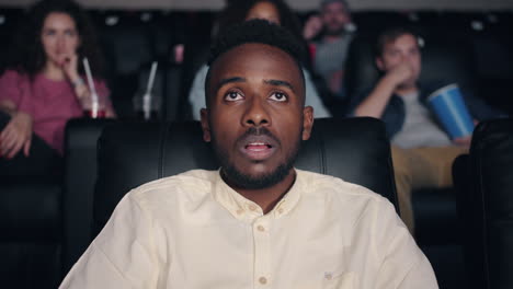 man surprised at movie theater