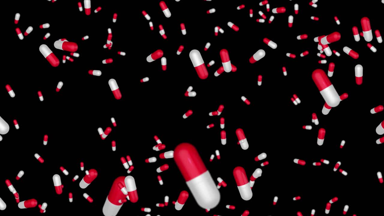 Falling rapidly tablets pills colored capsules 3d antibiotics pills vitamins pharmacy pharmaceutical