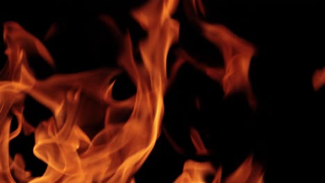 Flames-of-fire-on-black-background-in-slow-motion